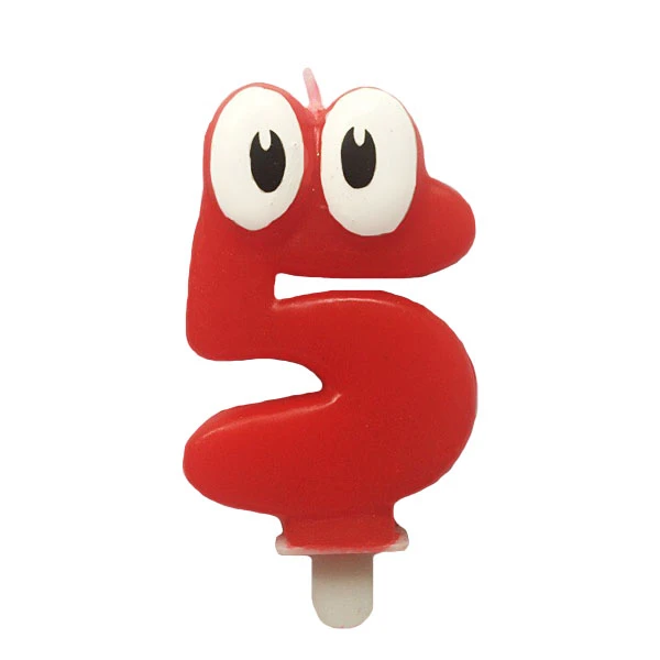 Свеча Цифра 5 Красная С глазками 6,5см