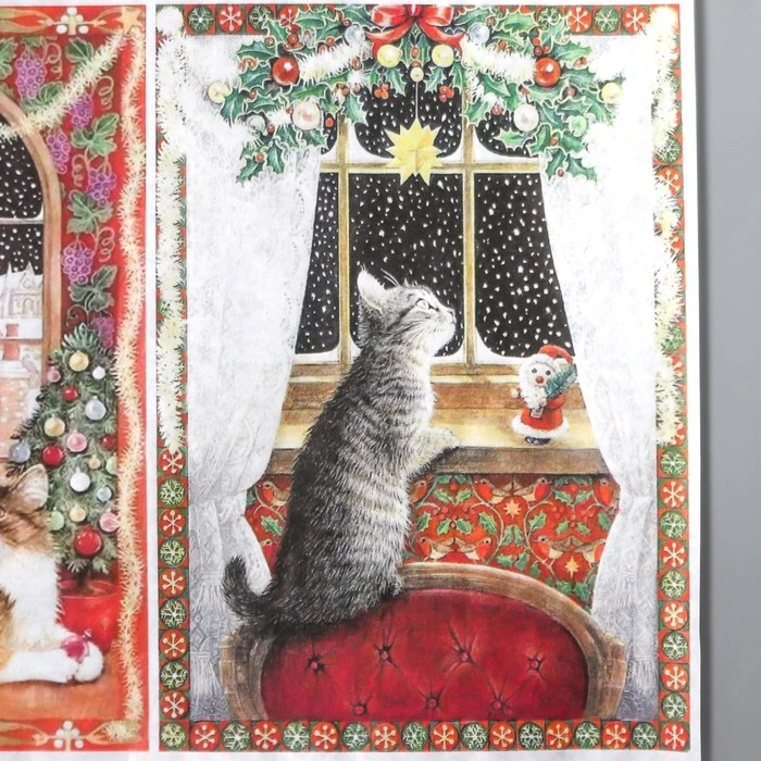 Набор декупажных карт 6 штук "Разные коты" А4, 45 г/м2 Набор декупажных карт 6 штук "Разные коты" А4, 45 г/м2