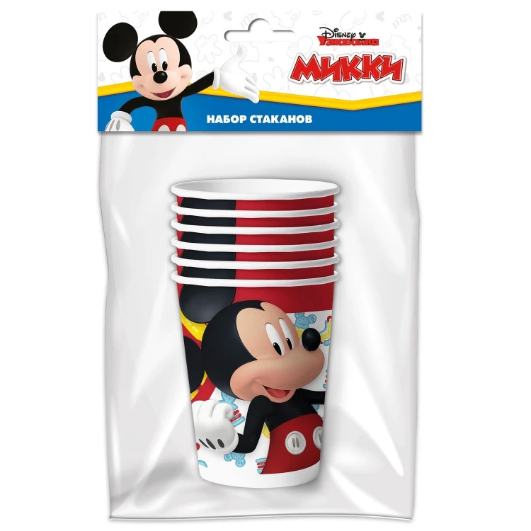 Mickey Mouse. Набор бумажных стаканов, 3D, 6 штук*250 мл