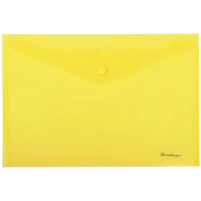 Папка-конверт на кнопке А4, 180мкм, желтая: AKk_04105