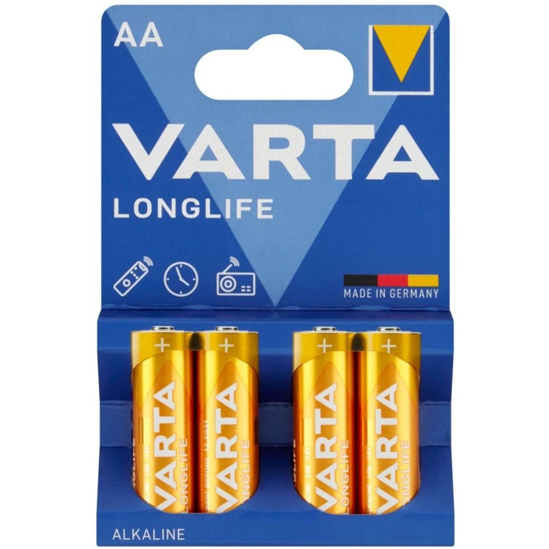 Батарейка Varta LONGLIFE LR6 AA 4шт/бл Alkaline 1.5V (4106) (4106101414)