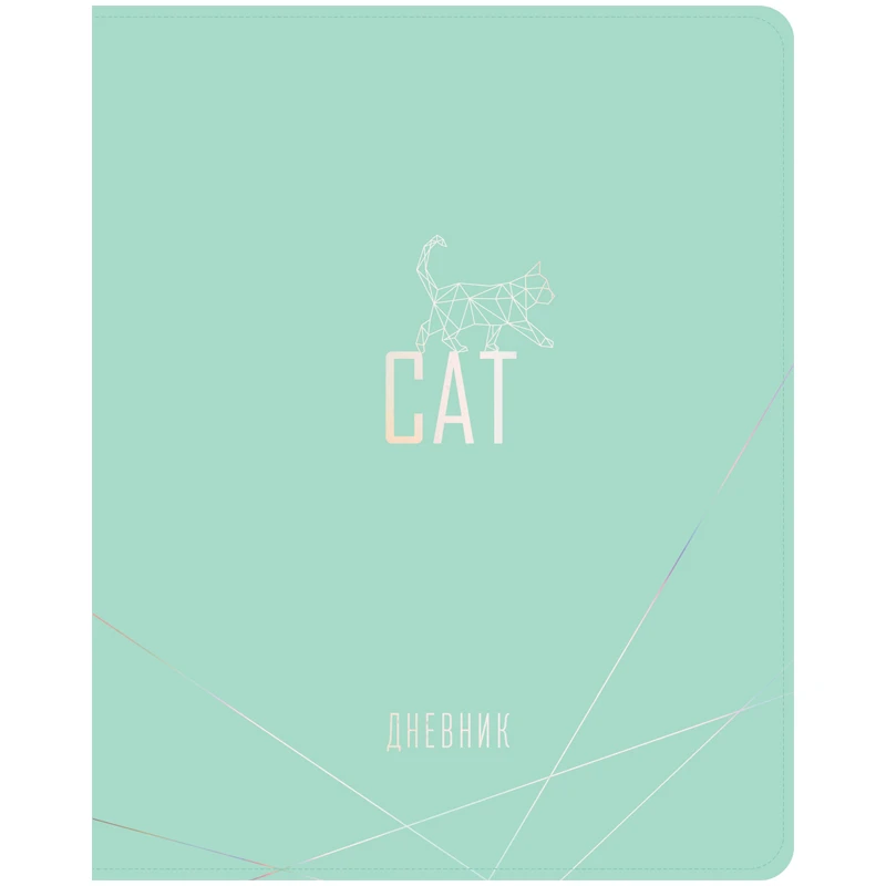 Дневник 1-11 кл. 48л. ЛАЙТ ArtSpace "Mint cat", иск. кожа, фольга,