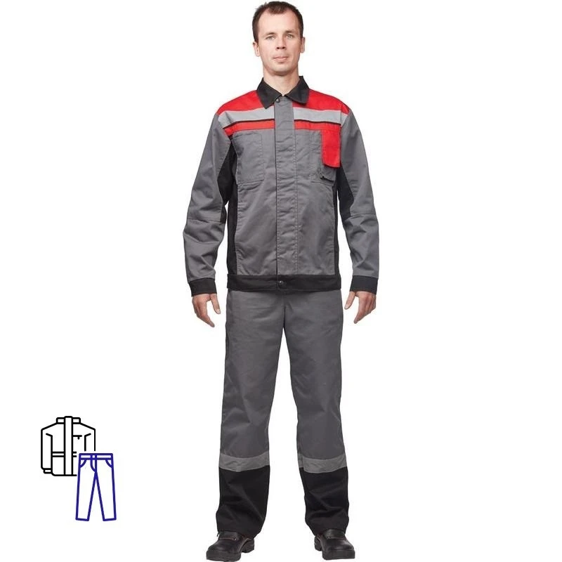 Спец.одежда летняя Костюм муж. л19-КБР сер/красн кур/бр (р.56-58) 170-176 Спец.одежда летняя Костюм муж. л19-КБР сер/красн кур/бр (р.56-58) 170-176