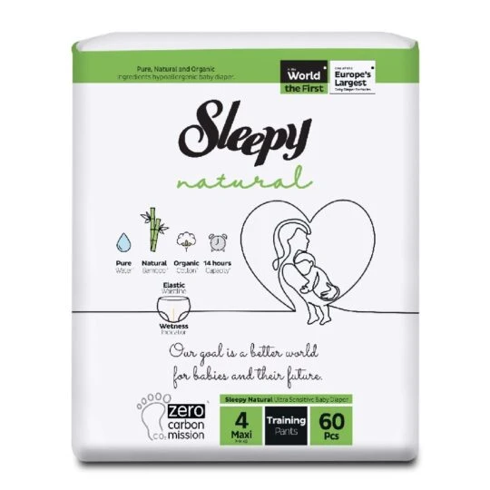 Слипи Натурал подгузники-трусики Double Jumbo Maxi-60, р.4 (7-14кг.)