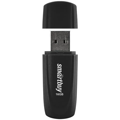 Флеш-диск 16GB SMARTBUY Scout USB 2.0, черный, SB016GB2SCK