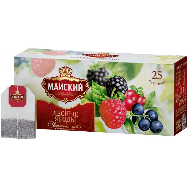 Чай Майский Лесные Ягоды,черный, 25пакx1,5г/уп