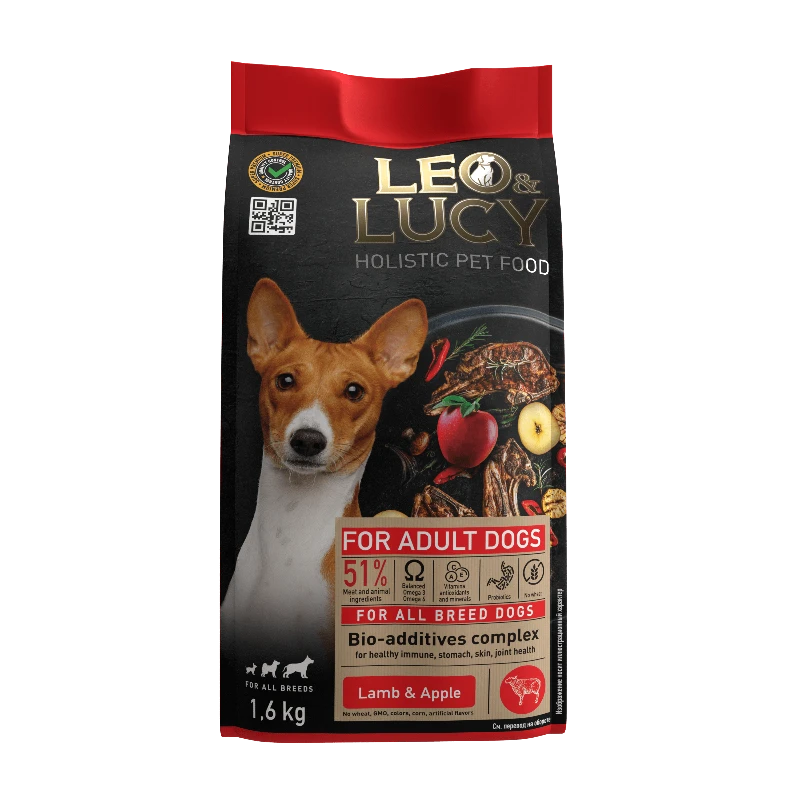 LEO&LUCY сухой холистик корм полнорационный для взрослых собак всех пород с