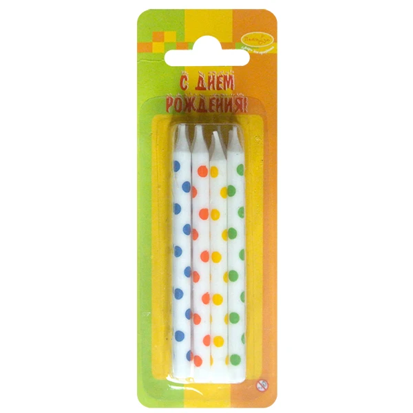 Свечи Белые в горошек 9см 12шт