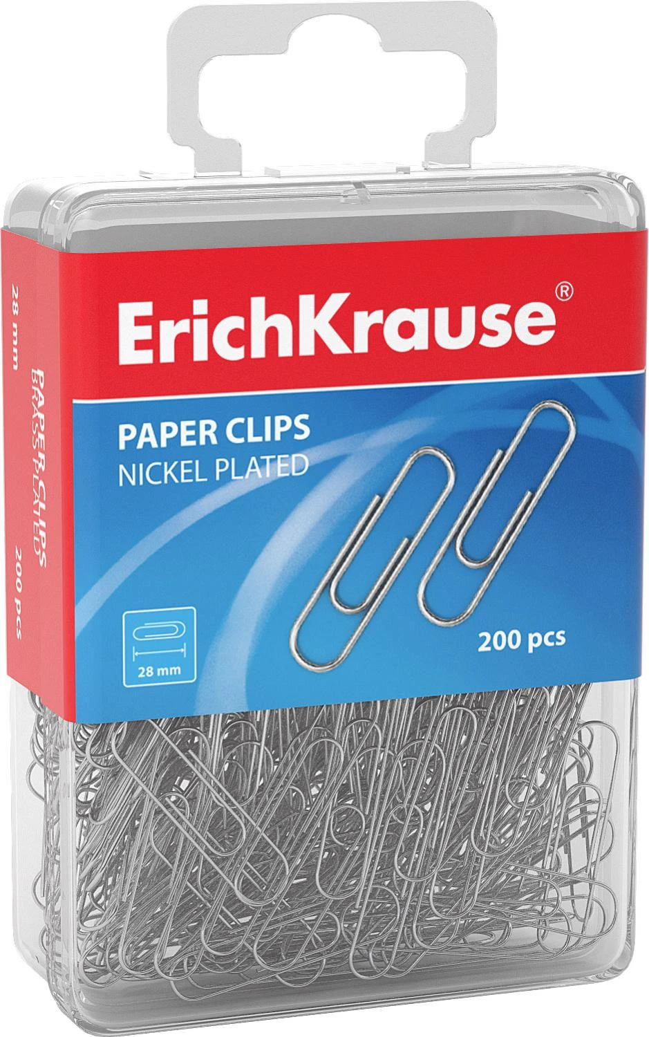 Скрепки металлические никелированные ErichKrause®, 28мм (в пластиковой коробке