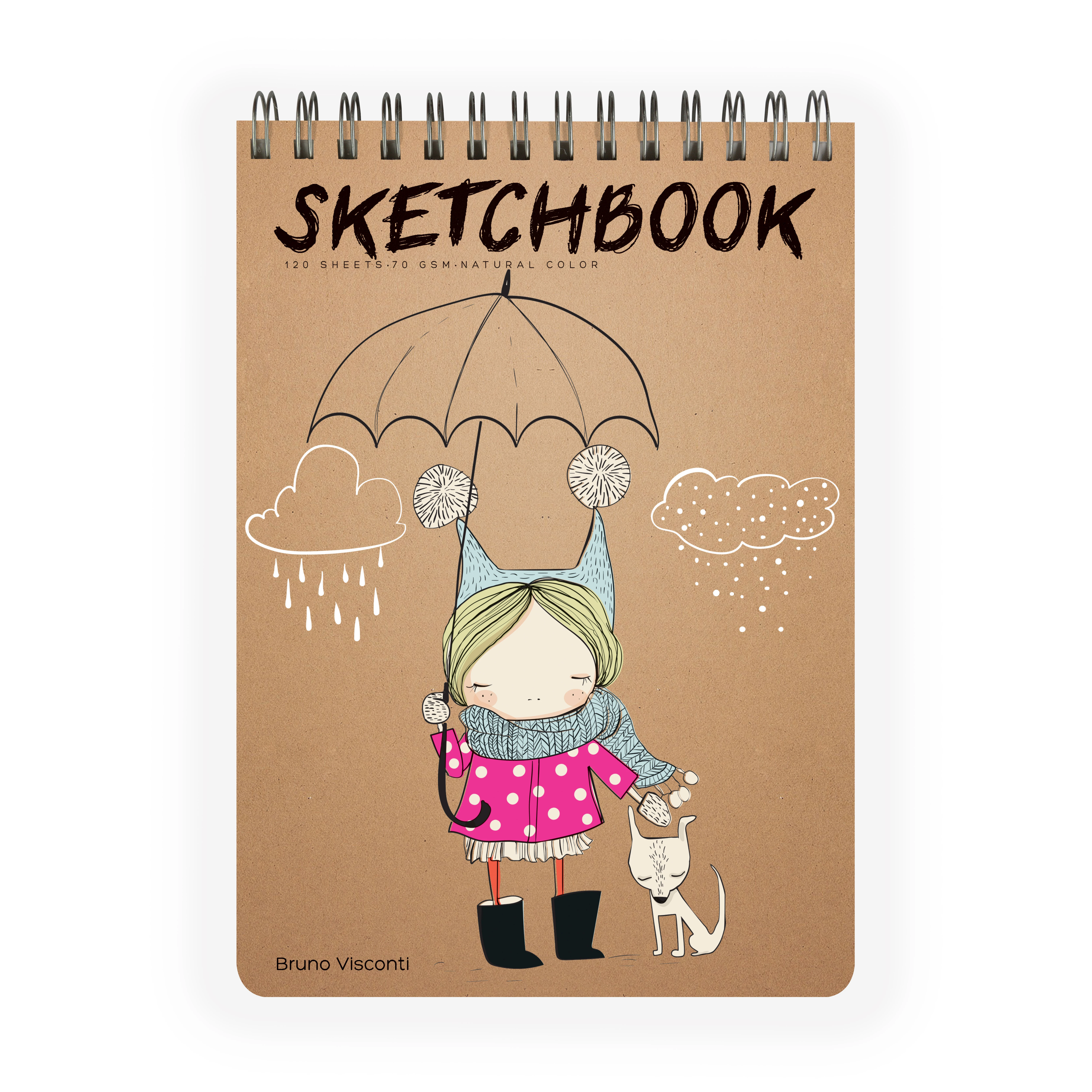 SKETCHBOOK BV,185х250 мм, 120 Л. КРАФТ 70 гр. НА ГРЕБНЕ (4 ВИДА)