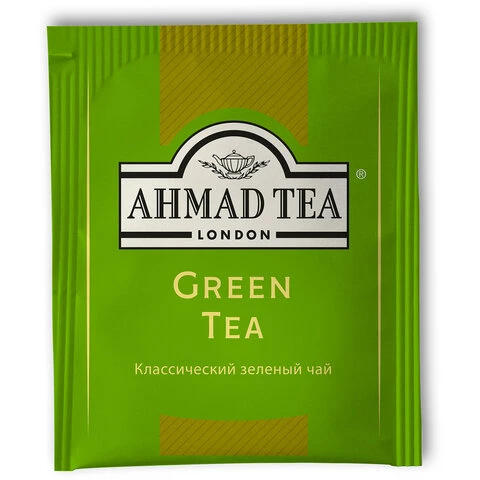 Чай AHMAD (Ахмад) "Green Tea", зеленый, 100 пакетиков по 2 г, 478i-08