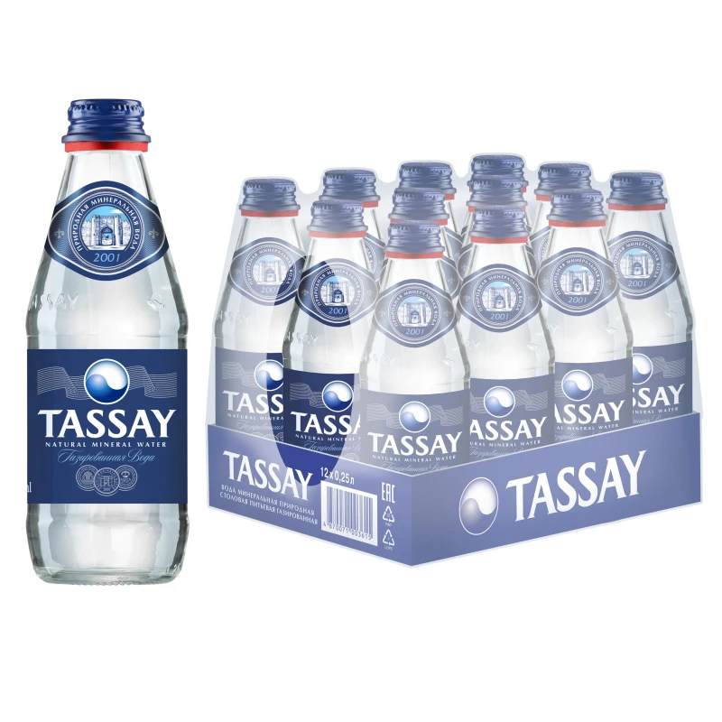 Вода TASSAY газированная стекло 0,25 12шт/уп