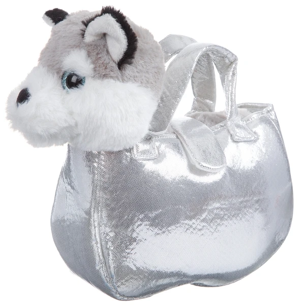 Собачка в серебристой сумке, Bondibon МИЛОТА, c ошейником и поводком, PAC, лайка