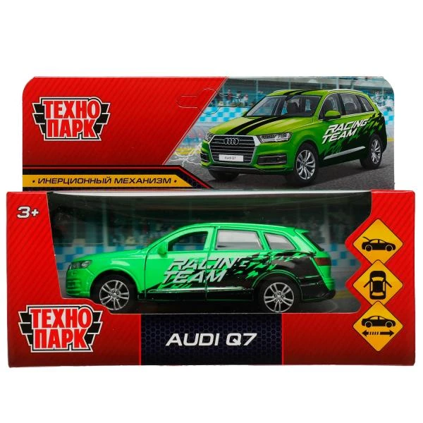 Машина металл AUDI Q7 СПОРТ длина 12 см, двер, багаж, инер, зеленый, Технопарк