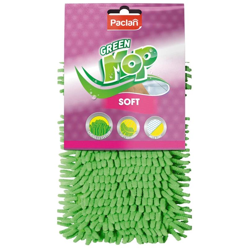 Насадка МОП для швабры Paclan "Green Mop Soft", микрофибра (шенилл),