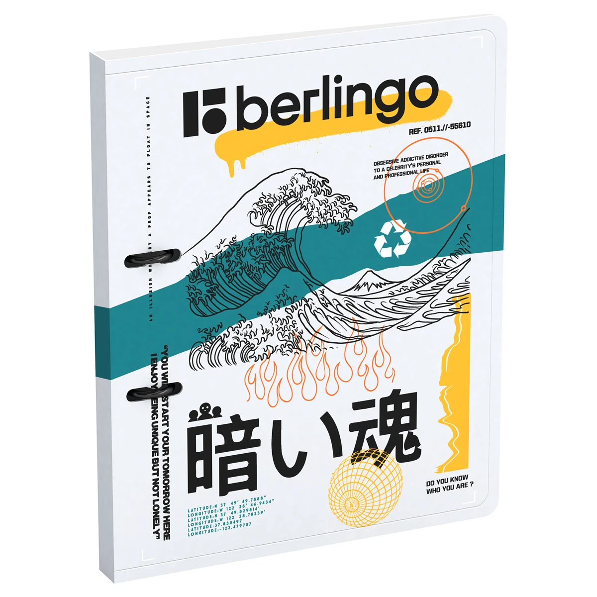 Папка на 2 кольцах Berlingo "Glyph", 24мм, 600мкм, с рисунком,