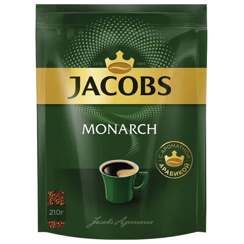 Кофе растворимый JACOBS "Monarch", сублимированный, 210 г, мягкая