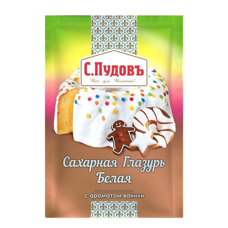 Приправа Сахарная глазурь белая С.Пудовъ, пленка, 100г