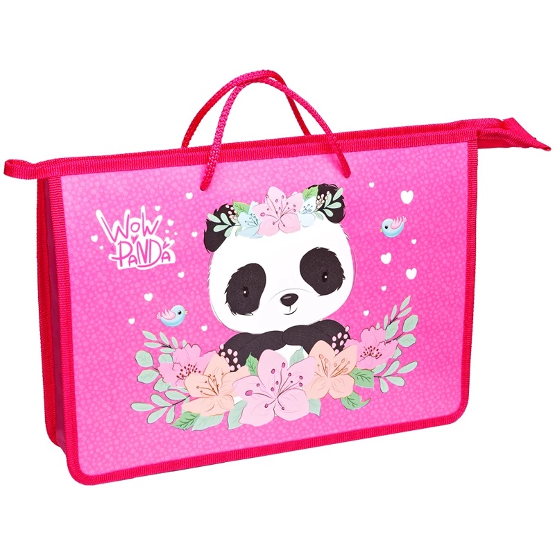 Папка с ручками А4 ArtSpace "Wow Panda", пластик, на молнии, 75мм
