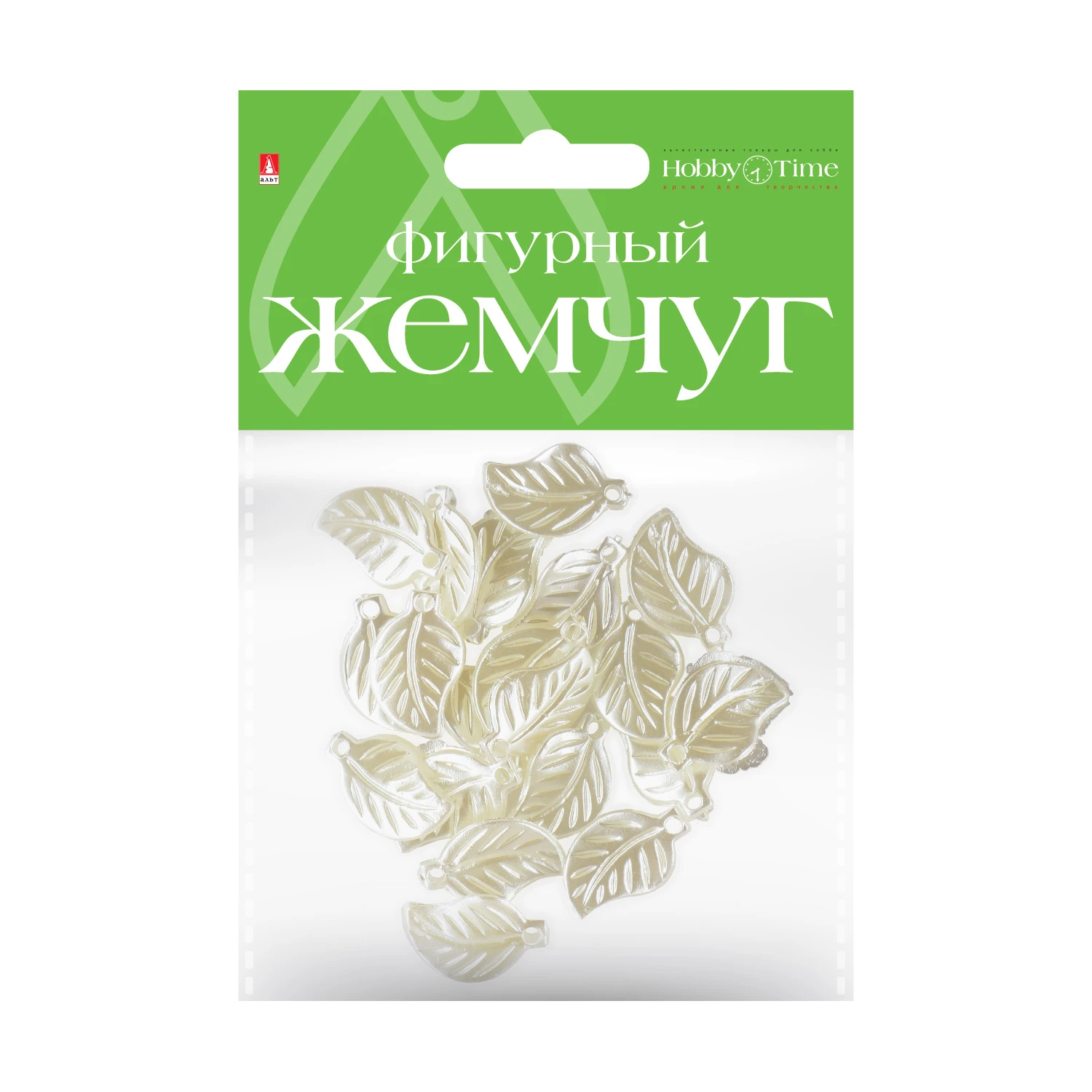 БУСИНЫ ФИГУРНЫЕ ПОД ЖЕМЧУГ "ЛИСТОЧКИ", 20 ММ