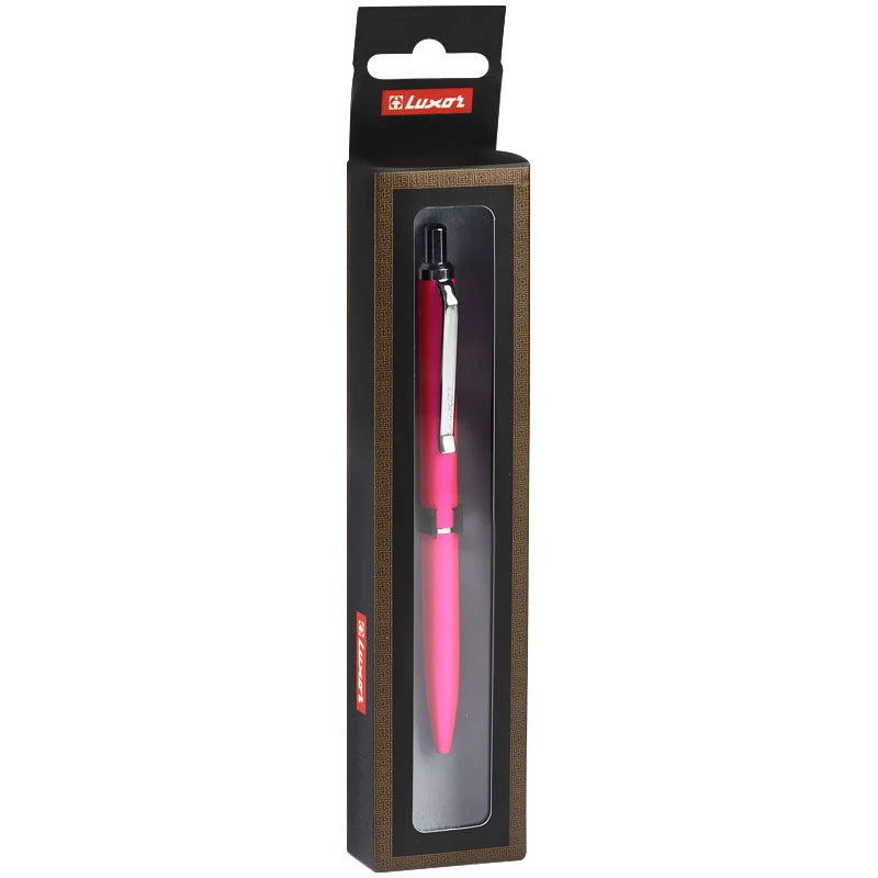 Ручка шариковая Luxor "Rega" синяя, 0,7 мм, корпус розовый/хром,