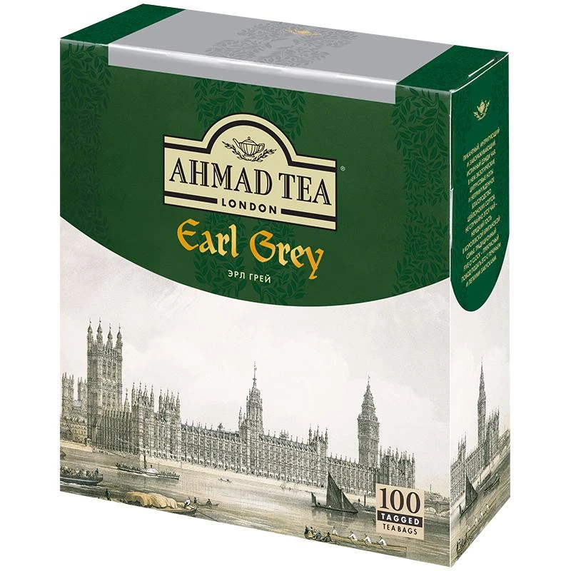 Чай Ahmad "Earl Gray", черный с бергамотом, 100 пакетиков по 2г: 595