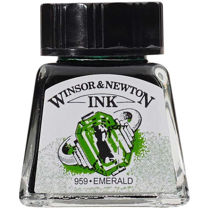 Тушь Winsor&Newton для рисования, изумрудный, флакон c пипеткой 14мл