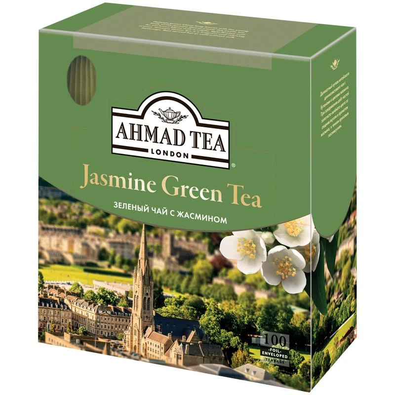 Чай Ahmad Tea "Jasmine Green Tea", зеленый с жасмином, 100 фольг.