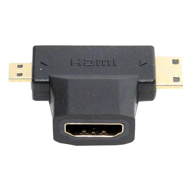Переходник HDMI - mini HDMI + micro HDMI, F/M/M, 5bites, чер, HH1805FM-T