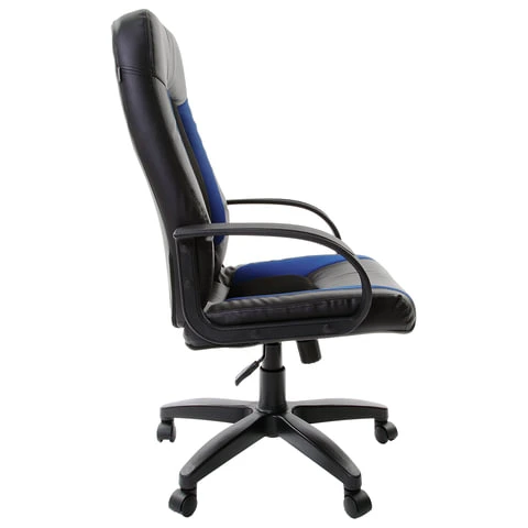 Кресло офисное BRABIX "Strike EX-525", экокожа черная, ткань