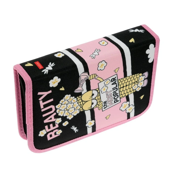 Пенал 1 секция Hatber, 140 х 200 мм, 2 откидные планки, ткань, "Модная