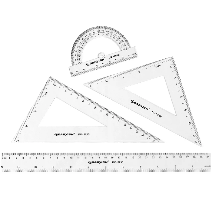Набор геометрический "Darvish" 4 предмета (линейка 30 см+ транспортир+