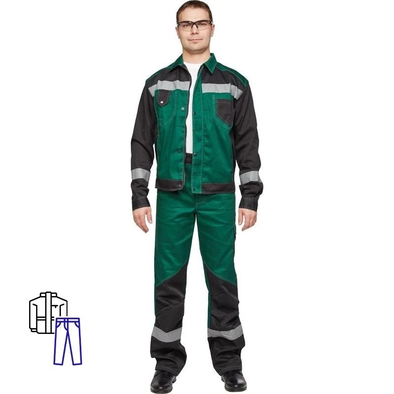 Спец.одежда летняя Костюм мужской л21-КБР зелен/черн. (р.56-58) 170-176 Спец.одежда летняя Костюм мужской л21-КБР зелен/черн. (р.56-58) 170-176