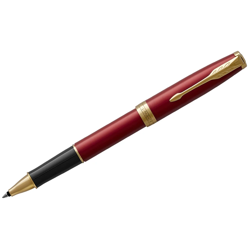 Ручка-роллер Parker "Sonnet Intense Red Lacquer GT" черная, 0,8мм,