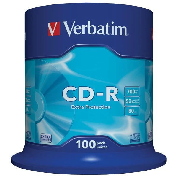 Диск CD-R VERBATIM, записываемые, 700 Mb, 80мин., 52х, 100 шт.