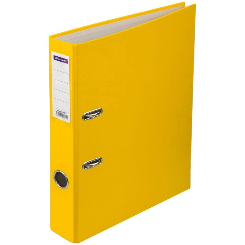 Папка-регистратор OfficeSpace, 50мм, бумвинил, с карманом на корешке, желтая.