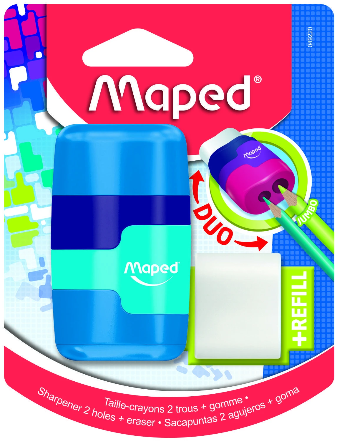 Точилка MAPED CONNECT 2в1 с контейнером и ластиком ассорти корпус пластик 2