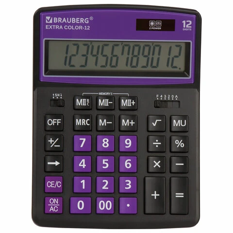 Калькулятор настольный BRAUBERG EXTRA COLOR-12-BKPR (206x155 мм),12 разрядов,