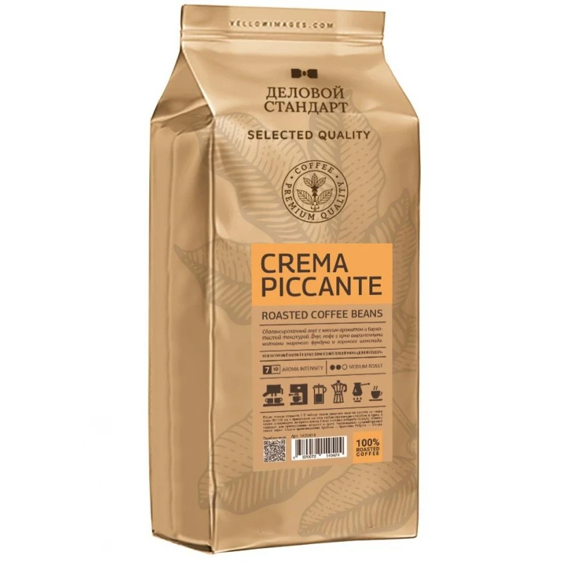Кофе натуральный жареный в зернах Деловой Стандарт Piccante Crema, 1кг.