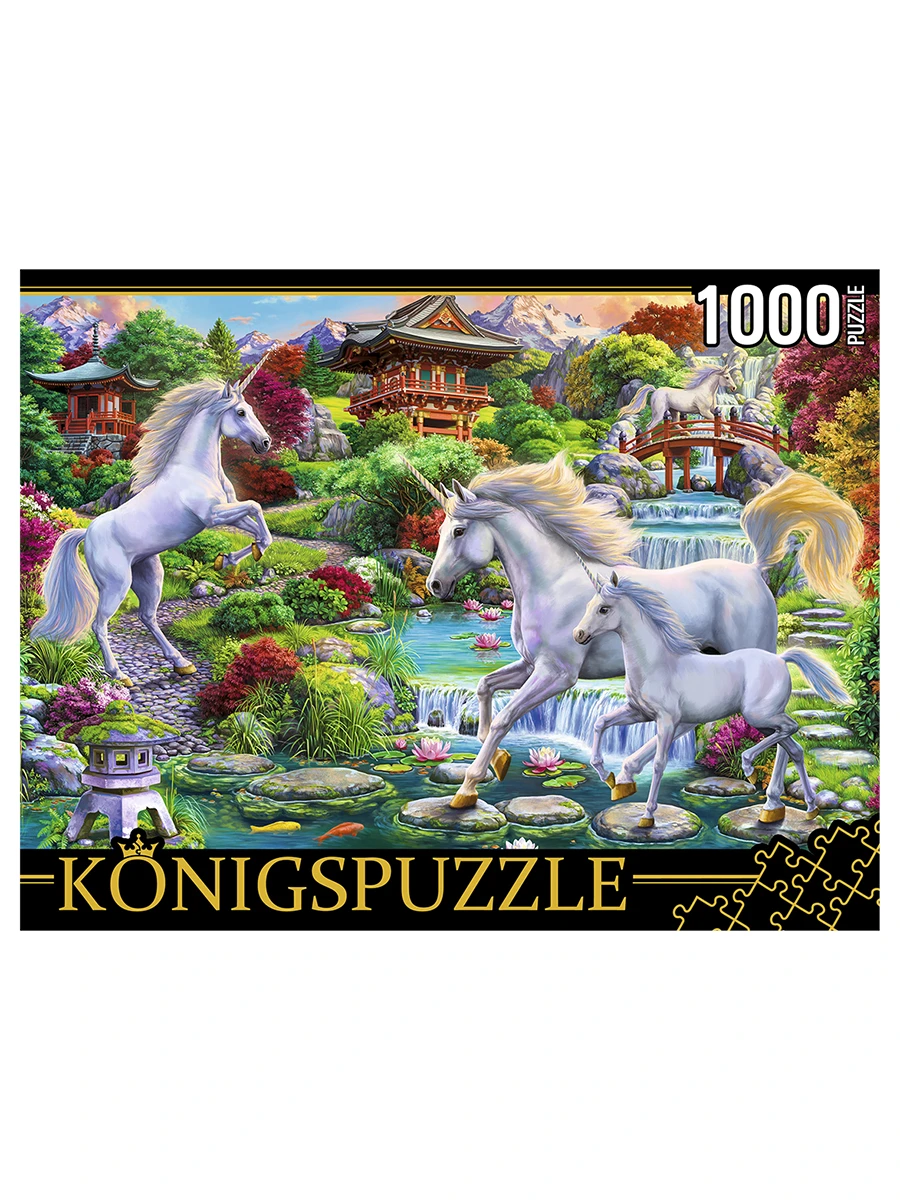 Konigspuzzle. ПАЗЛЫ 1000 элементов. ФK1000-3586 ЕДИНОРОГИ И ПАГОДЫ