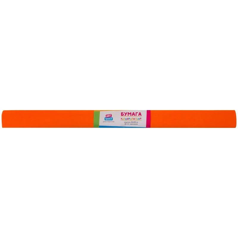 Бумага крепированная ArtSpace, 50*200см, 30г/м2, оранжевая, в рулоне GA18902