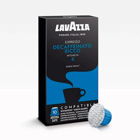 Кофе в капсулах LAVAZZA "Decaffeinato Ricco" для кофемашин Nespresso,