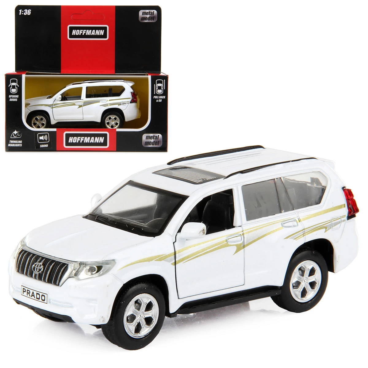 Машина металлическая TOYOTA Land Cruiser Prado 1:36, асс., дв. откр., инерц.,