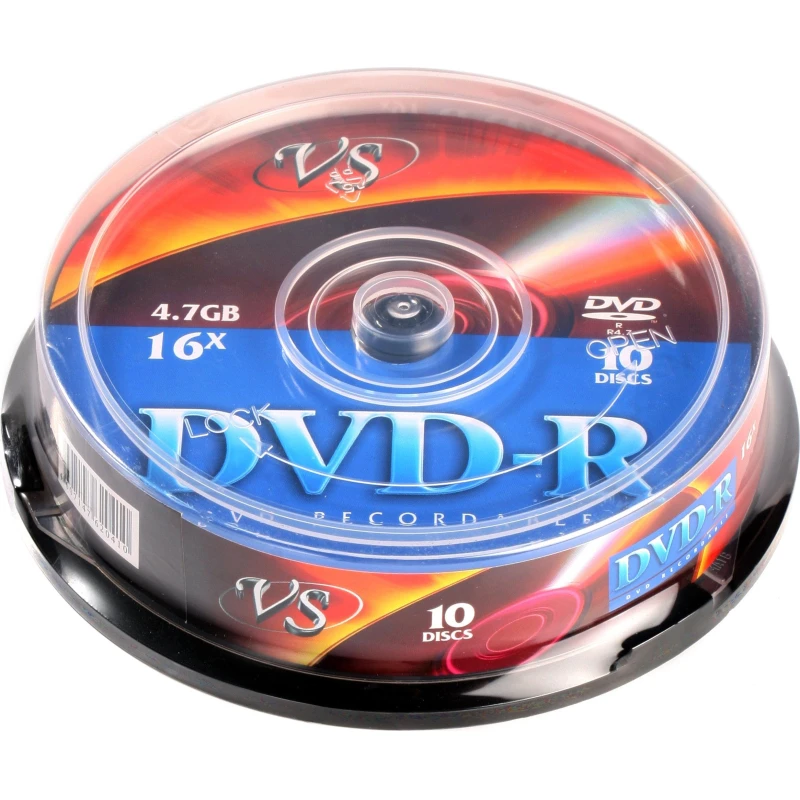 Носители информации DVD-R (VSDVDRCB1001) 4,7 GB 16x, VS, 10шт/уп