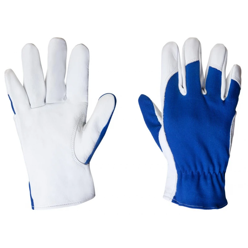 Перчатки кожаные рабочие JetaSafety JLE321-9 цв.синий/белый р.L