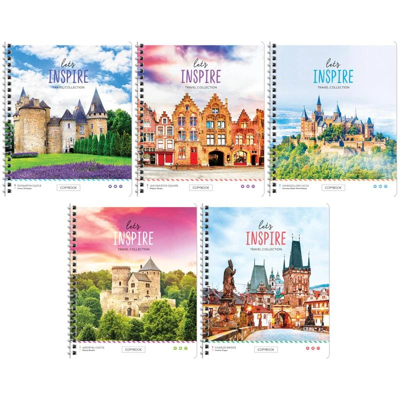 Тетрадь 80л., А5, клетка на гребне ArtSpace "Путешествия. Let`s