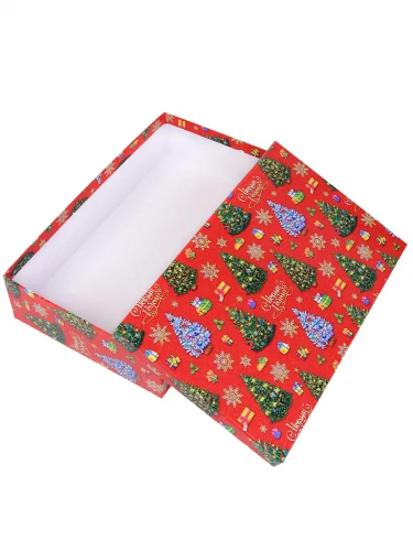 Набор прямоугольных коробок 5 в 1 Новогодние ёлочки (30 x 20 x 8 - 22 x 12 x 4