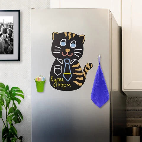 Доска на холодильник магнитно-меловая 30х40 см "Pussy Cat" с набором