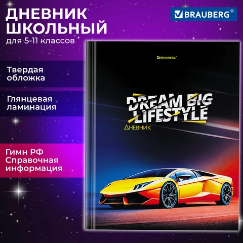 Дневник 5-11 класс 48 л., твердый, BRAUBERG, глянцевая ламинация, с подсказом,