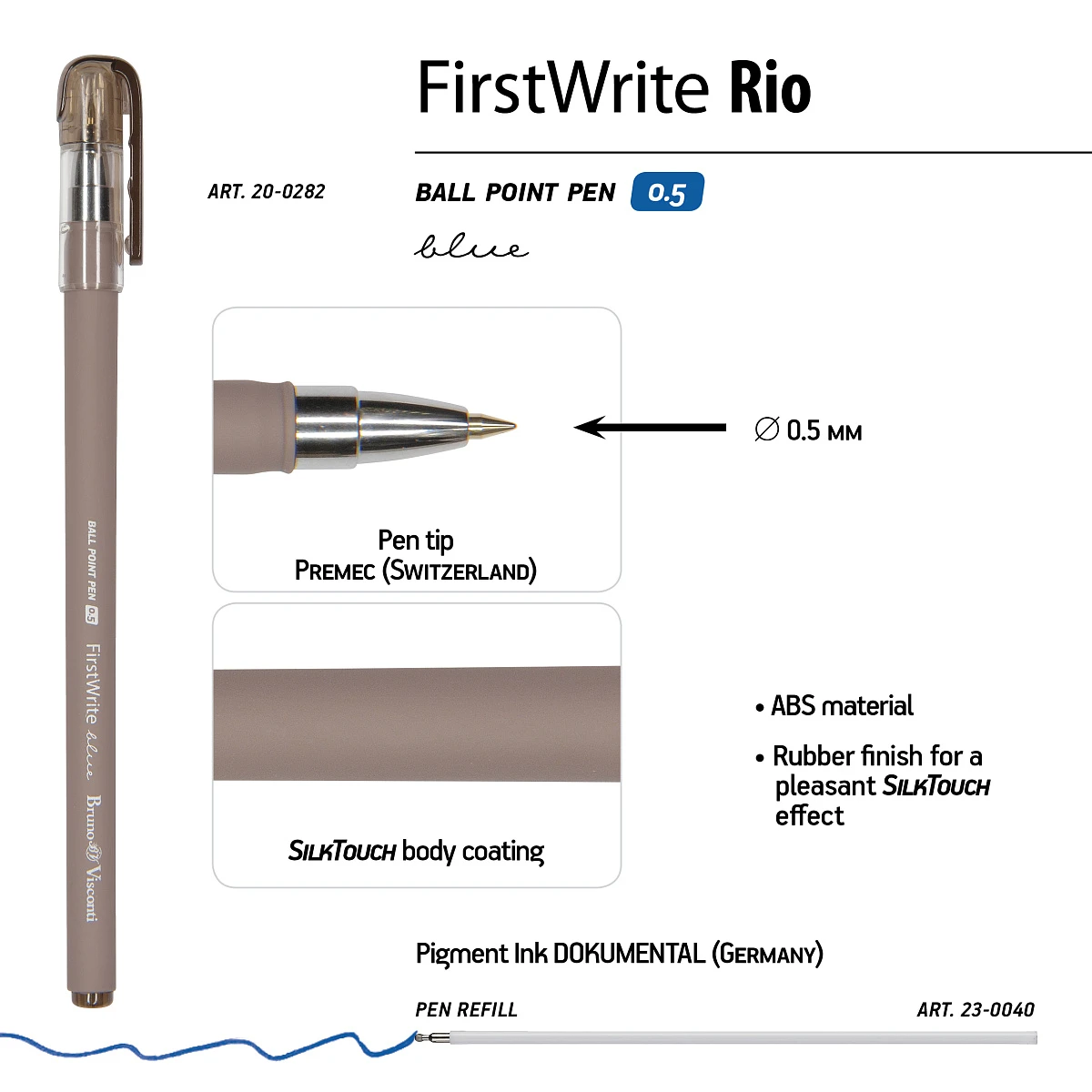 НАБОР ИЗ 4-Х РУЧЕК "FirstWrite. Rio" ШАРИКОВАЯ 0.5 ММ, СИНЯЯ (3 цвета